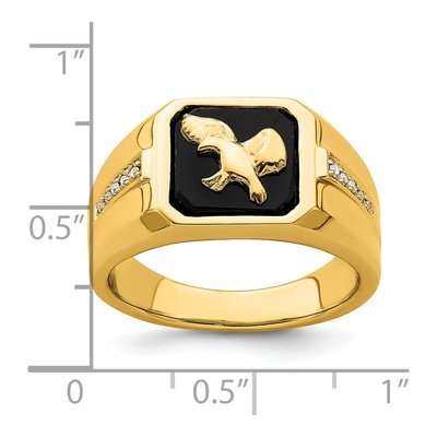 Men's 14K Yellow Gold 1/20 ct tw Onyx & Diamond Eagle Ring – view 4