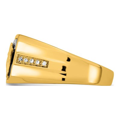 Men's 14K Yellow Gold 1/20 ct tw Onyx & Diamond Eagle Ring – view 5