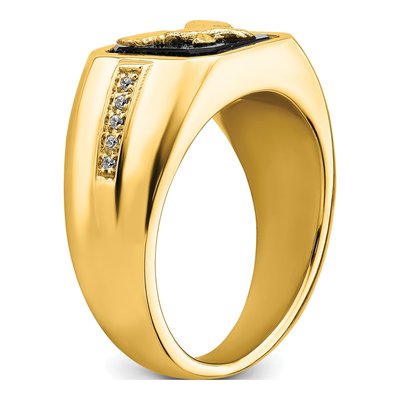 Men's 14K Yellow Gold 1/20 ct tw Onyx & Diamond Eagle Ring – view 8