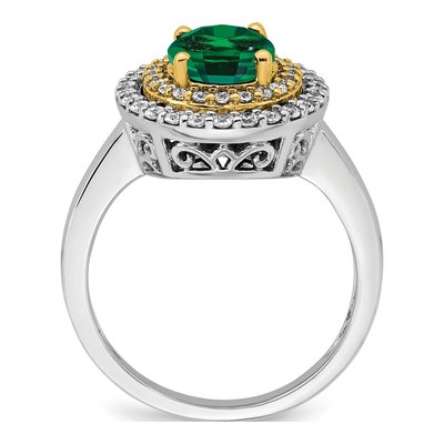 14K Two-Tone Gold 1/2 ct tw Lab-Created Emerald & Lab-Grown Diamond Fashion Ring – view 3