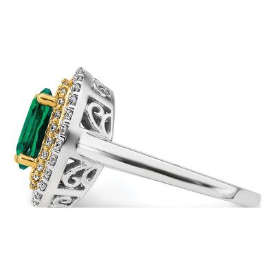 14K Two-Tone Gold 1/2 ct tw Lab-Created Emerald & Lab-Grown Diamond Fashion Ring – view 4