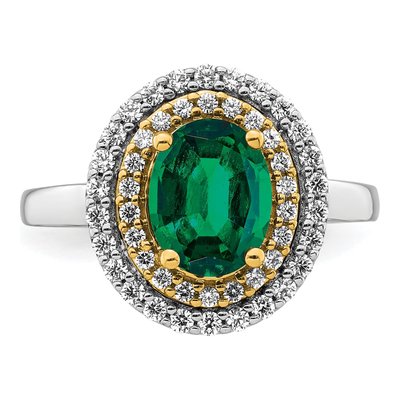 14K Two-Tone Gold 1/2 ct tw Lab-Created Emerald & Lab-Grown Diamond Fashion Ring – view 5