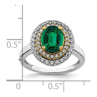 14K Two-Tone Gold 1/2 ct tw Lab-Created Emerald & Lab-Grown Diamond Fashion Ring – view 6