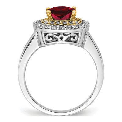 14K Two-Tone Gold 1/2 ct tw Lab-Created Ruby & Lab-Grown Diamond Fashion Ring – view 2