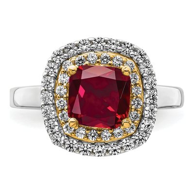 14K Two-Tone Gold 1/2 ct tw Lab-Created Ruby & Lab-Grown Diamond Fashion Ring – view 3
