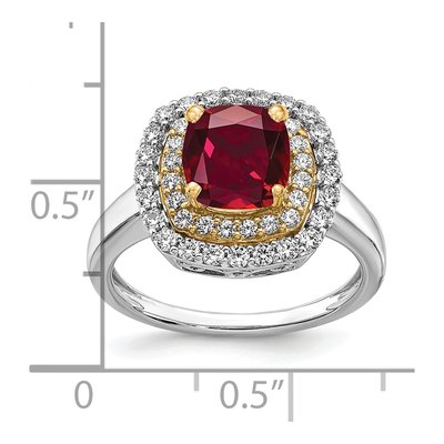 14K Two-Tone Gold 1/2 ct tw Lab-Created Ruby & Lab-Grown Diamond Fashion Ring – view 5
