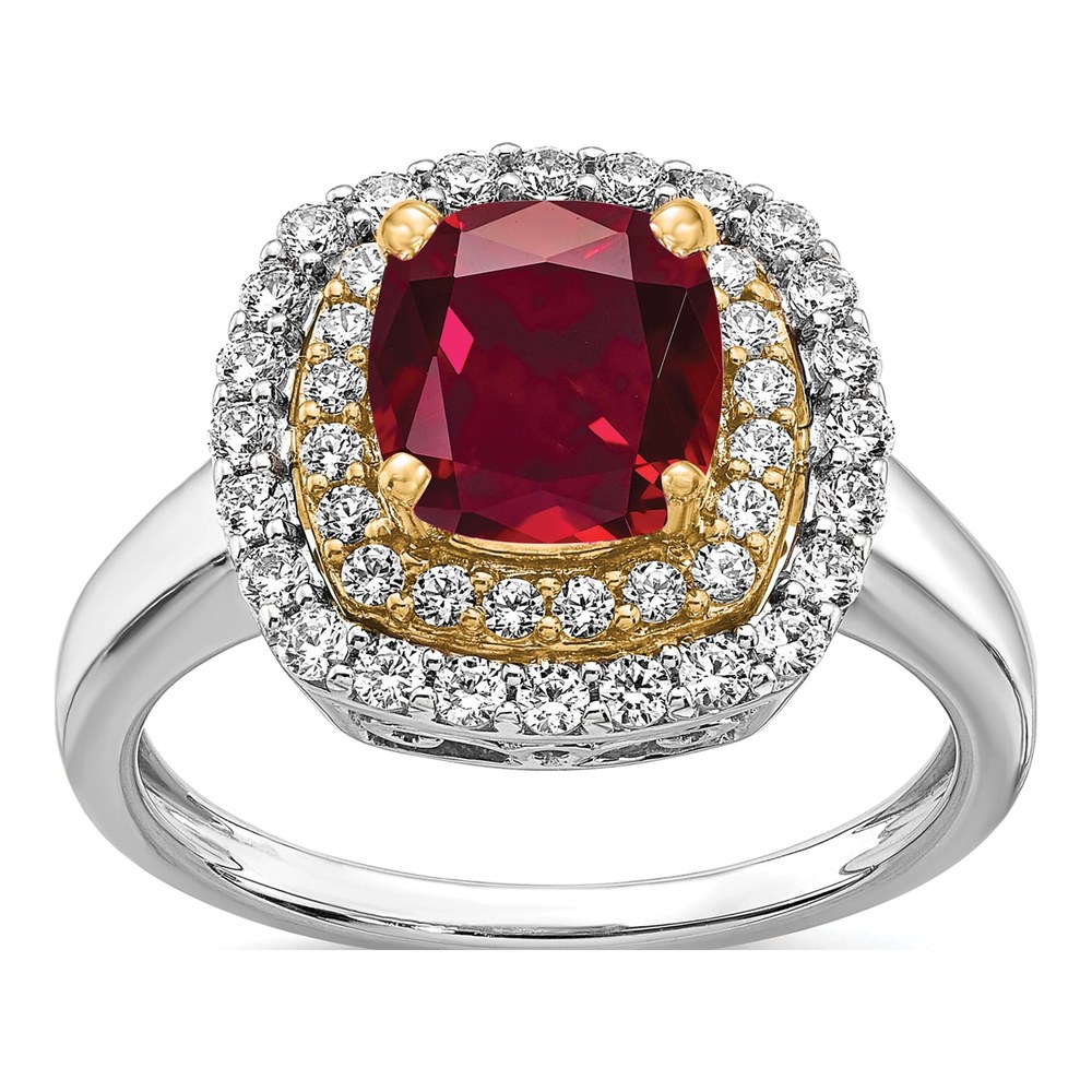 14K Two-Tone Gold 1/2 ct tw Lab-Created Ruby & Lab-Grown Diamond Fashion Ring