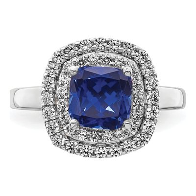 14K White Gold 1/2 ct tw Lab-Created Sapphire & Lab-Grown Diamond Ring – view 4