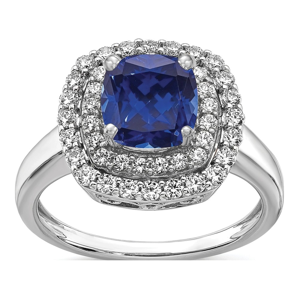 14K White Gold 1/2 ct tw Lab-Created Sapphire & Lab-Grown Diamond Ring