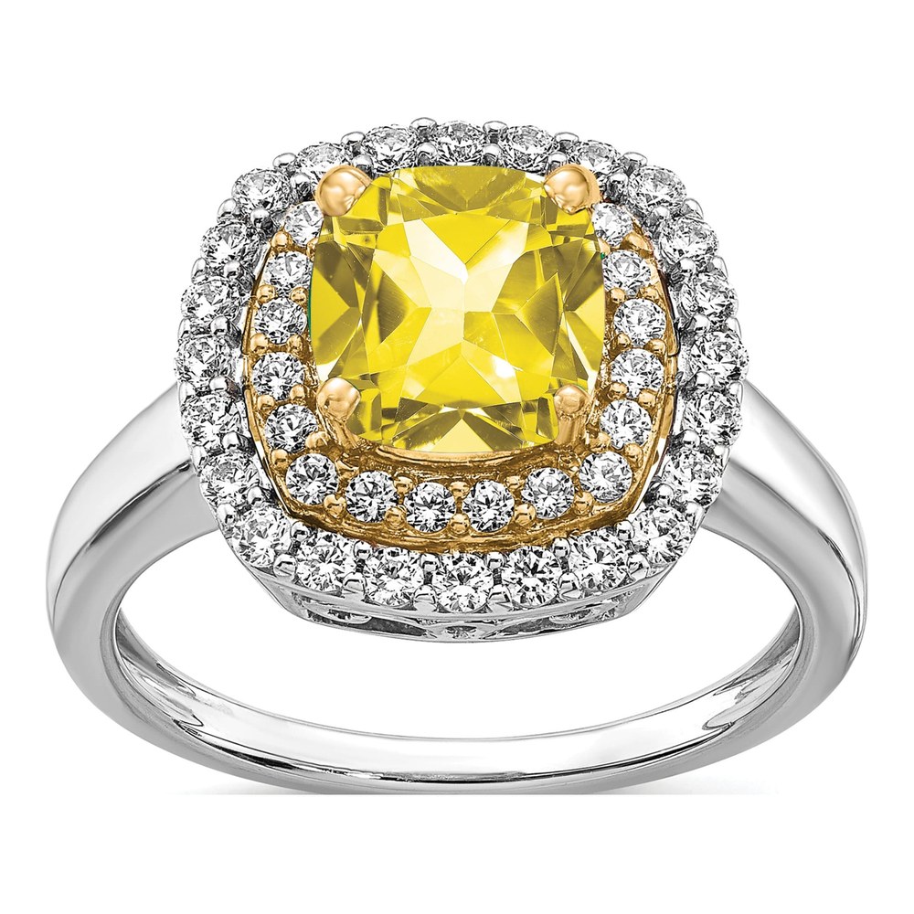 14K Two-Tone Lab Diamond & Yellow Sapphire Ring
