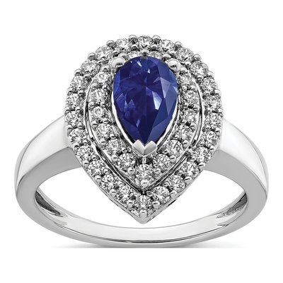 14K White Gold 1/2 ct tw Lab-Created Sapphire & Lab-Grown Diamond Ring