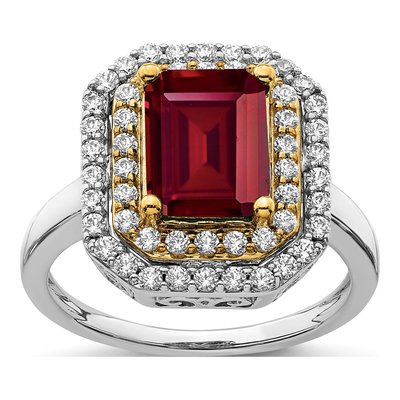 14K Two-Tone Gold 5/8 ct tw Lab-Created Ruby & Lab-Grown Diamond Fashion Ring