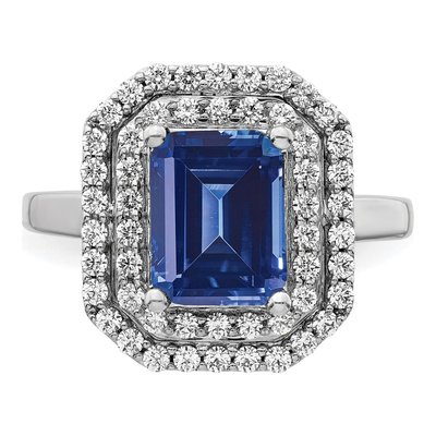 14K White Gold 5/8 ct tw Lab-Created Sapphire & Lab-Grown Diamond Ring – view 5