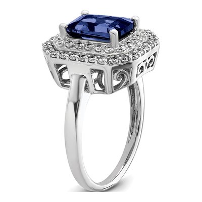 14K White Gold 5/8 ct tw Lab-Created Sapphire & Lab-Grown Diamond Ring – view 7