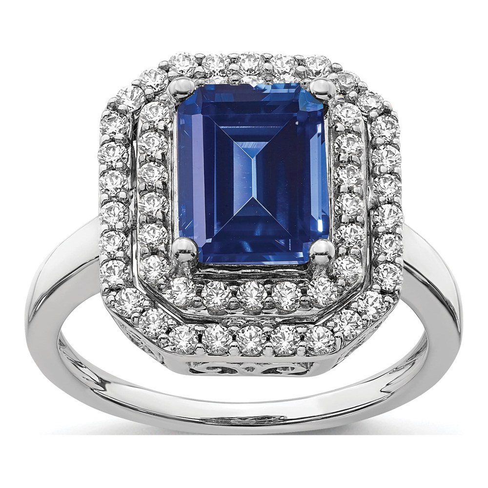 14K White Gold 5/8 ct tw Lab-Created Sapphire & Lab-Grown Diamond Ring