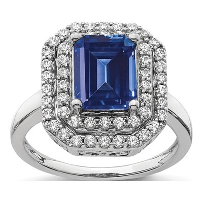 14K White Gold 5/8 ct tw Lab-Created Sapphire & Lab-Grown Diamond Ring