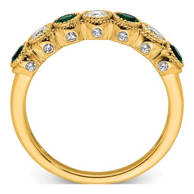 14K Yellow Gold 1/2 ct tw Lab-Created Emerald & Lab-Grown Diamond Ring – view 3