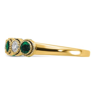 14K Yellow Gold 1/2 ct tw Lab-Created Emerald & Lab-Grown Diamond Ring – view 4