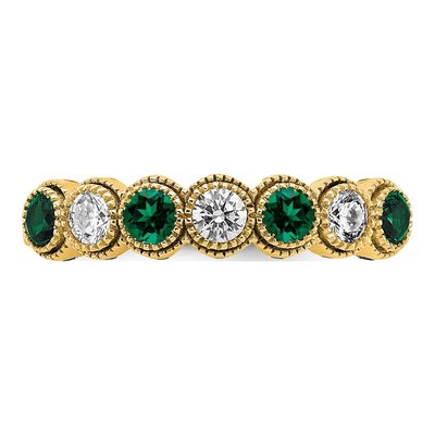14K Yellow Gold 1/2 ct tw Lab-Created Emerald & Lab-Grown Diamond Ring – view 5