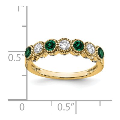 14K Yellow Gold 1/2 ct tw Lab-Created Emerald & Lab-Grown Diamond Ring – view 6
