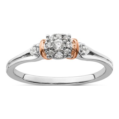 14K Two-Tone Gold 1/6 ct tw Lab-Grown Diamond Petite Engagement Ring