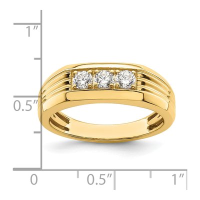Men's 14K Yellow Gold 1/2 ct tw Diamond 3-Stone Ring – view 7
