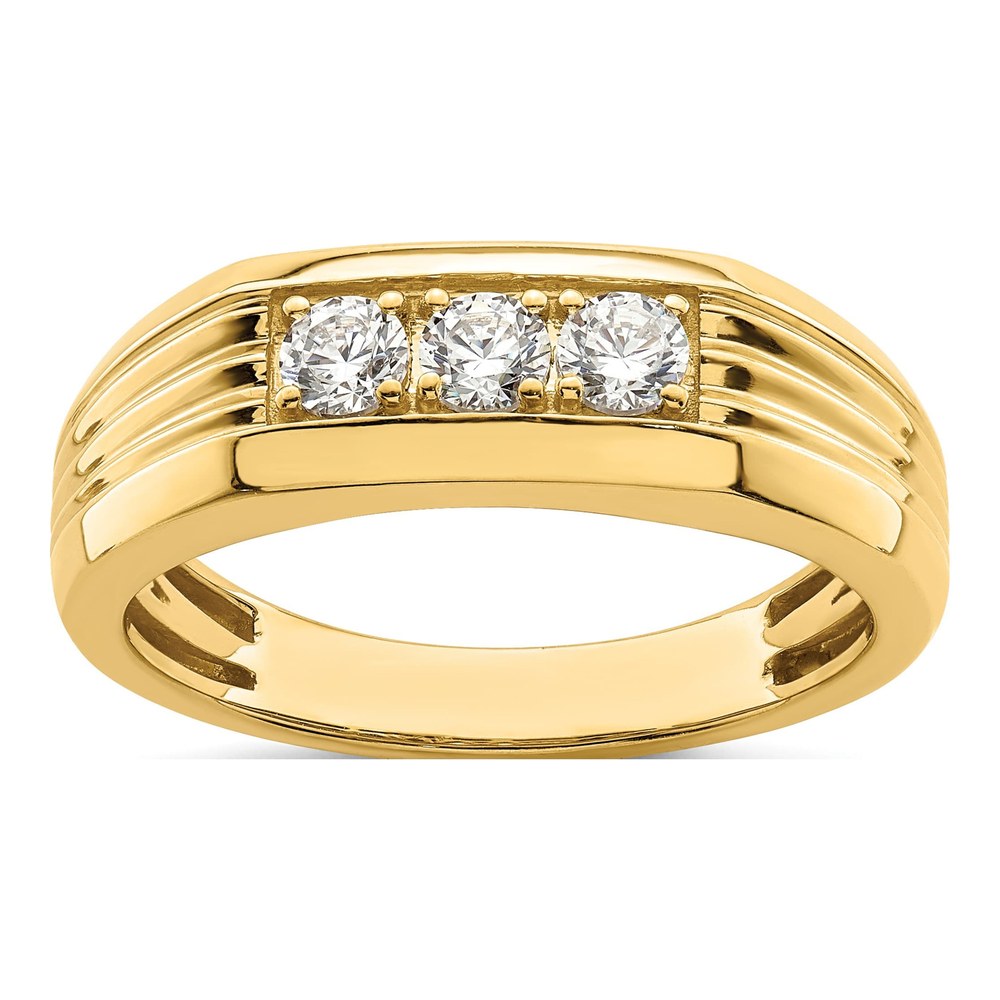 Men's 14K Yellow Gold 1/2 ct tw Diamond 3-Stone Ring