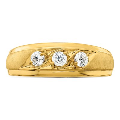 Men's 14K Yellow Gold 3/8 ct tw Diamond 3-Stone Ring – view 4