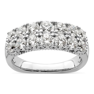 14K White Gold 1 5/8 ct tw Lab-Grown Diamond Double Row Ring