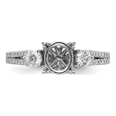 14K White Gold Lab-Grown Diamond Oval Engagement Ring Semi-Mount – view 5