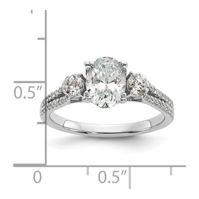 14K White Gold Lab-Grown Diamond Oval Engagement Ring Semi-Mount – view 8