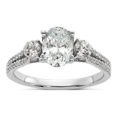 14K White Gold Lab-Grown Diamond Oval Engagement Ring Semi-Mount