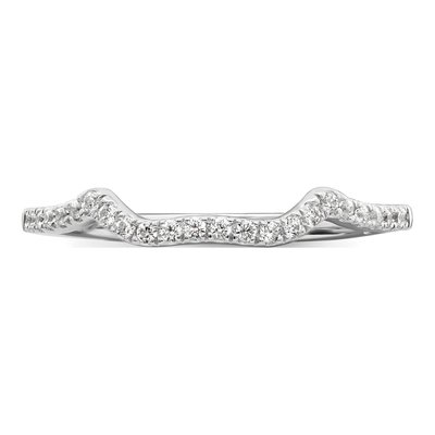 14K White Gold 1/8 ct tw Diamond Contoured Wedding Band – view 4