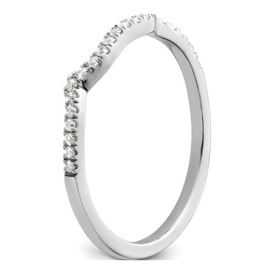 14K White Gold 1/8 ct tw Diamond Contoured Wedding Band – view 6