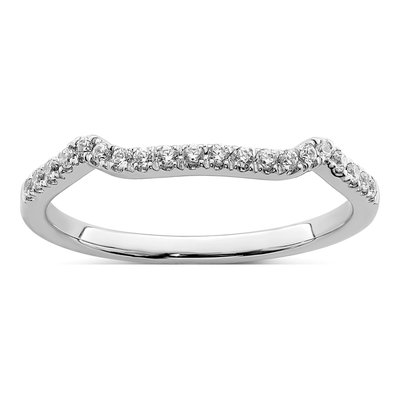 14K White Gold 1/8 ct tw Diamond Contoured Wedding Band