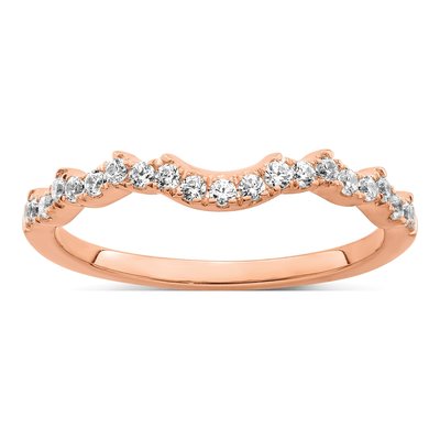 14K Rose Gold 1/4 ct tw Diamond Contoured Wedding Band