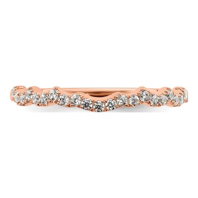 14K Rose Gold 1/5 ct tw Diamond Contoured Wedding Band – view 5