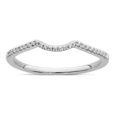 14K White Gold 1/15 ct tw Diamond Contoured Wedding Band