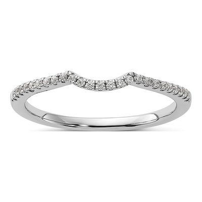 14K White Gold 1/8 ct tw Diamond Contoured Wedding Band