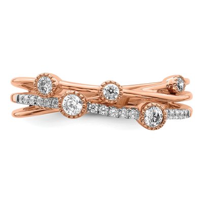 14K Rose Gold 1/4 ct tw Lab-Grown Diamond Criss Cross Ring – view 4