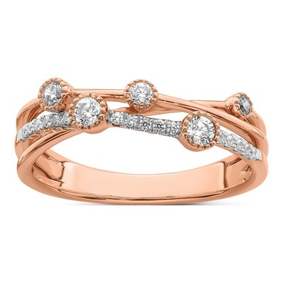 14K Rose Gold 1/4 ct tw Lab-Grown Diamond Criss Cross Ring
