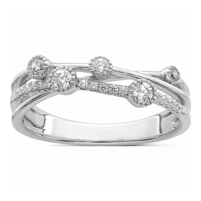 14K White Gold 1/4 ct tw Lab-Grown Diamond Criss Cross Ring