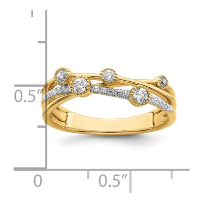 14K Yellow Gold 1/4 ct tw Lab-Grown Diamond Criss Cross Ring – view 5