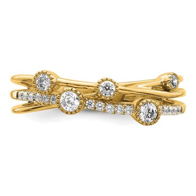 14K Yellow Gold 1/4 ct tw Lab-Grown Diamond Criss Cross Ring – view 6