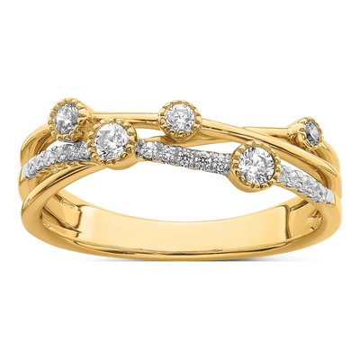 14K Yellow Gold 1/4 ct tw Lab-Grown Diamond Criss Cross Ring