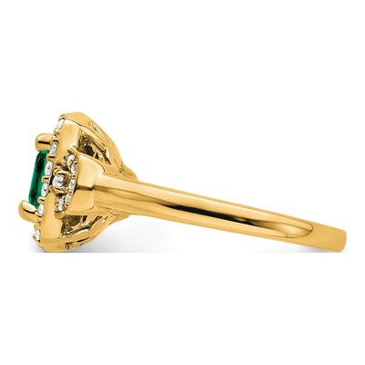 14K Yellow Gold 3/8 ct tw Lab-Created Emerald & Lab-Grown Diamond Halo Ring – view 3
