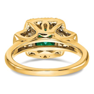 14K Yellow Gold 3/8 ct tw Lab-Created Emerald & Lab-Grown Diamond Halo Ring – view 5