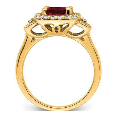 14K Yellow Gold 0.38 ct tw Lab-Created Ruby & Lab-Grown Diamond Halo Ring – view 2