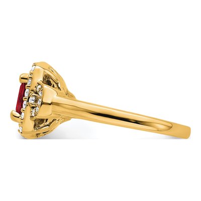 14K Yellow Gold 0.38 ct tw Lab-Created Ruby & Lab-Grown Diamond Halo Ring – view 3