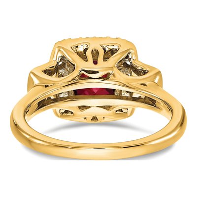 14K Yellow Gold 0.38 ct tw Lab-Created Ruby & Lab-Grown Diamond Halo Ring – view 5